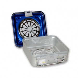 CONTAINER CON FILTRO piccolo h100 mm - blu forato CONTAINER CON FILTRO piccolo h100 mm - blu forato