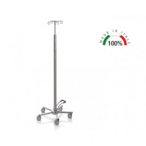 Piantana per ipordermoclisi a pistone in acciaio inox - 4 ganci