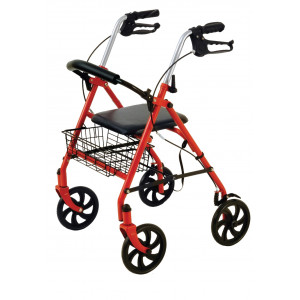 ROLLATOR 4 RUOTE CON CESTINO COLORE ROSSO ROLLATOR 4 RUOTE CON CESTINO COLORE ROSSO