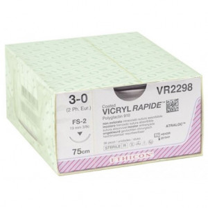 SUTURA ASSORBIBILE ETHICON VICRYL RAPID - 3/0 ago 14 mm  SUTURA ASSORBIBILE ETHICON VICRYL RAPID - 3/0 ago 14 mm
